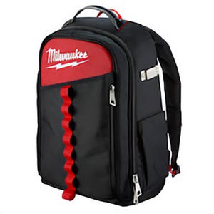 Milwaukee® 48-22-8202 Low Profile Backpack, 1680D Ballistic Nylon, Black/Red