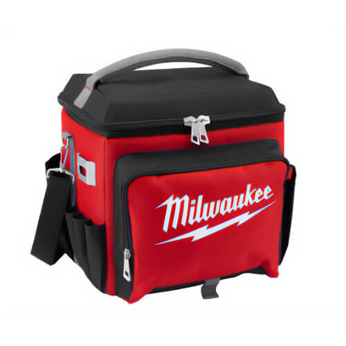 Milwaukee® 48-22-8250 Jobsite Cooler, 21.65 qt Capacity, Black/Red, Tape Measure Clip with Bottle Opener, Dry Storage Compartment