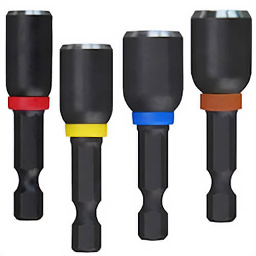 Milwaukee® Shockwave™ 49-66-4562 4 pc Magnetic Nut Driver Set, 1/4 in, 5/16 in, 3/8 in, 7/16 in Drive, Proprietary Steel, 1/4 in Hex