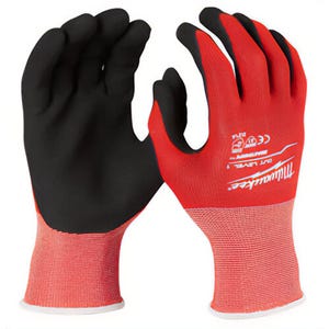 Milwaukee® 48-22-8902B Cut Level 1 Nitrile Dipped Gloves, Soft and Comfortable Liner, Breathable Glove Design, Red, L, 12 pk