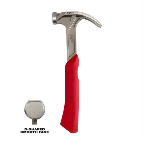 Milwaukee® 48-22-9019 Smooth Face Hybrid Claw Finish Hammer, 12 oz
