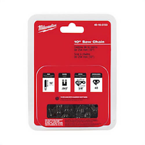Milwaukee® 49-16-2723 Cordless Saw Chain, Narrow Kerf Bars, 0.043 in Gauge, 40 in L Drive, 10 in L Bar, 3/8 in Low Profile™ Pitch