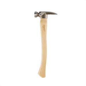 Milwaukee® 48-22-9519 Framing Hammer, 16.063 in OAL, Smooth Face, 19 oz Forged Steel Head, Anti-Ring Claw, Hickory Handle