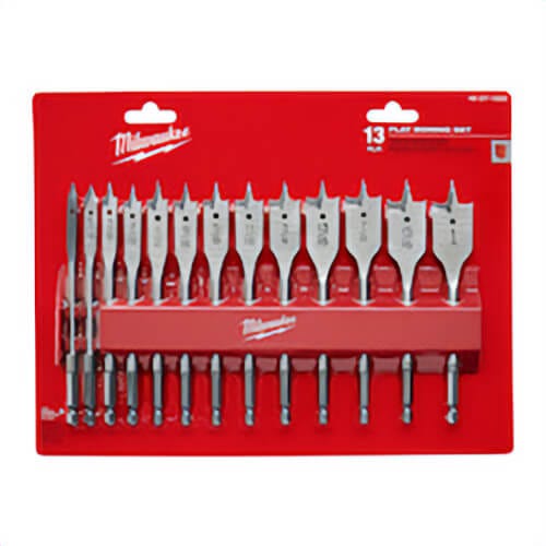 Milwaukee® 48-27-1520 Spade Flat Boring Bit Set, 9/16 in Min Drill Bit, 1 in Max Drill Bit, 13 pc, High Carbon Steel
