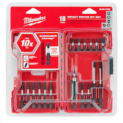 Milwaukee® Shockwave™ Impact Duty™ 48-32-4403 18 pc Driver Bit Set, #1, #2, #3, 3/16 in, T15, T20 Phillips®/Slotted/Square/Torx® Point