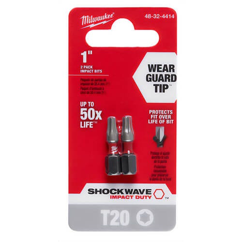 Milwaukee® 48-32-4414 ShockWave™ Impact Duty™ Impact Torx® Bit, T20 Torx® Point, 1 in, 2 pk