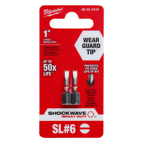 Milwaukee® 48-32-4416 ShockWave™ Impact Duty™ Impact Slotted Bit, 1/8 in Drive, 1 in, 2 pk