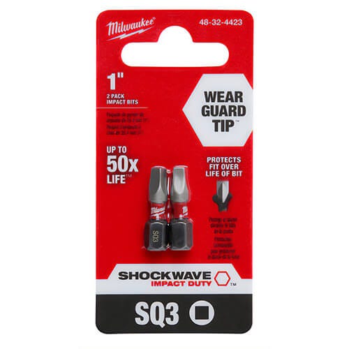 Milwaukee® 48-32-4423 ShockWave™ Impact Duty™ Impact Square Bit, SQ3 Drive, 1 in, 2 pk
