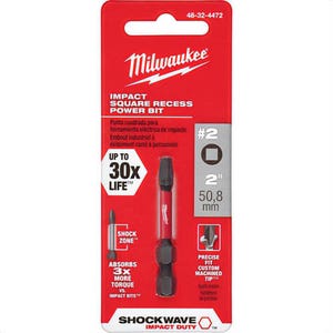 Milwaukee® 48-32-4472 ShockWave™ Impact Duty™ Impact Square Bit, SQ2 Drive, 2 in