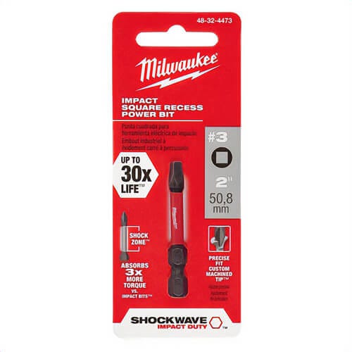 Milwaukee® 48-32-4473 ShockWave™ Impact Duty™ Impact Square Bit, SQ3 Drive, 2 in