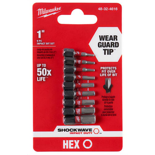 Milwaukee® 48-32-4616 ShockWave™ Impact Hex Insert Bit Set, 9 pc