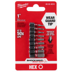 Milwaukee® 48-32-4616 ShockWave™ Impact Hex Insert Bit Set, 9 pc