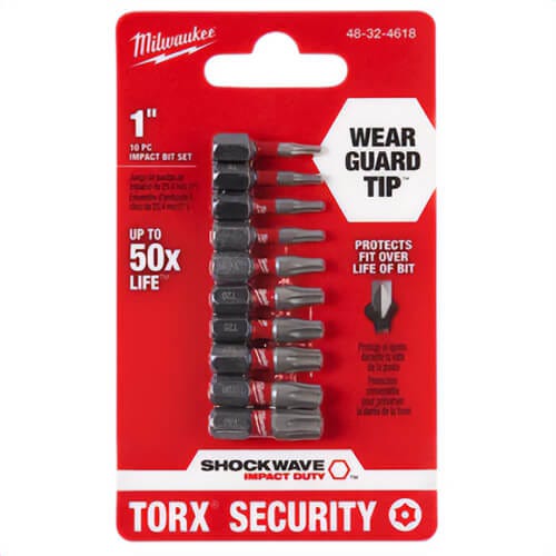 Milwaukee® 48-32-4618 ShockWave™ Torx® Security Insert Bit Set, 10 pc