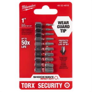 Milwaukee® 48-32-4618 ShockWave™ Torx® Security Insert Bit Set, 10 pc