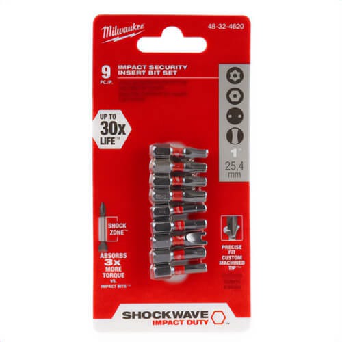 Milwaukee® 48-32-4620 ShockWave™ Impact  Security Insert Bit Set, 9 pc