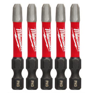 Milwaukee® 48-32-4639 ShockWave™ Impact Duty™ Impact Phillips® Bit, PH3 Phillips®, 0.3 in, 5 pk