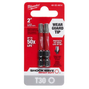Milwaukee® 48-32-4914 ShockWave™ Impact Duty™ Impact Torx® Bit, T30 Torx® Point, 2 in, 2 pk
