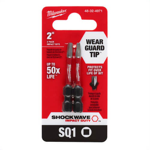 Milwaukee® 48-32-4971 ShockWave™ Impact Square Bits, SQ1, 2 in, 2 pk