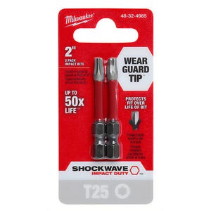 Milwaukee® 48-32-4985 ShockWave™ Impact Duty™ Impact Torx® Bit, T25 Torx® Point, 2 in, 2 pk