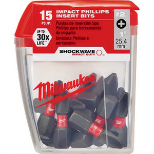 Milwaukee® 48-32-5003 ShockWave™ Impact Duty™ Impact Phillips® Bit, PH2 Phillips®, 1 in, 15 Contactor