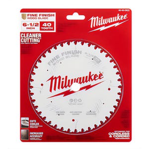 Milwaukee® 48-40-0622 Fine Finish Thin Kerf Circular Saw Blade, 6-1/2 in dia x 1.05 in Thick, 5/8 in Arbor, Carbide Blade, 40 Teeth