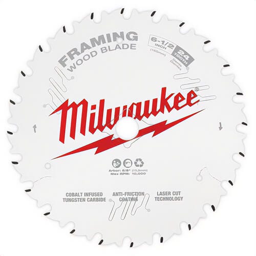 Milwaukee® 48-40-0626 Thin Kerf Blade, 6.5 in dia, 5/8 in Arbor, 24 Teeth