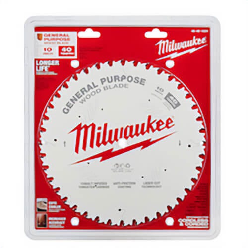 Milwaukee® 48-40-1024 General Purpose Thin Kerf Circular Saw Blade, 10 in dia x 1.05 in Thick, 5/8 in Arbor, Carbide Blade, 40 Teeth