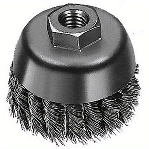 Milwaukee® 48-52-5067 Knot Wire Cup Brush, 3-1/2 in dia Brush, 5/8-11 Arbor Hole, 0.02 in dia Filament/Wire, Knot, Carbon Steel