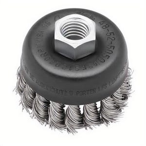 Milwaukee® 48-52-5065 Cup Brush, 3-1/2 in dia Brush, 5/8-11 Arbor Hole, 0.014 in dia Filament/Wire, Crimped, Carbon Steel Fill