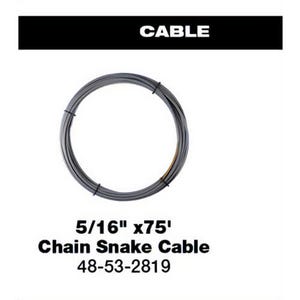 Milwaukee® 48-53-2819 Chain Snake Cable, 5/16 in x 75 ft