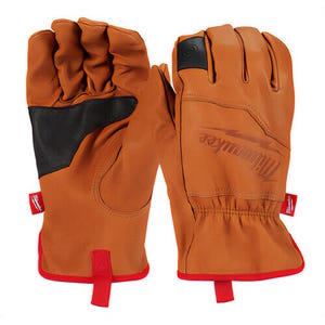 Milwaukee® 48-73-0010 Work Gloves, Goatskin Leather Palm, Goatskin Leather, Brown, S