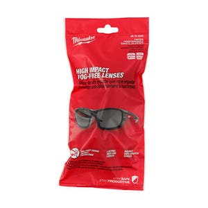 Milwaukee® 48-73-2026 High Performance Safety Glass, Anti-Fog/Anti-Scratch/Impact-Resistant, Black Lens, Wrap Around Frame, Black
