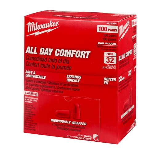 Milwaukee® 48-73-3006 Uncorded Ear Plug, 32 dB Noise Reduction, Tapered Shape, ANSI S3.19 - 1974