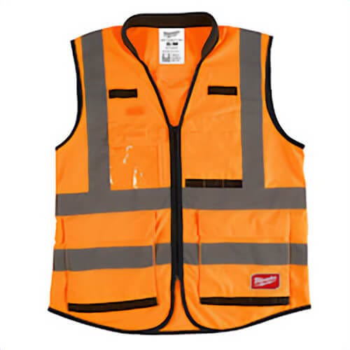 Milwaukee® 48-73-5051 Performance Safety Vest, S/M, Hi-Viz Orange, Polyester, Hook and Loop/Zipper Closure, 15 Pockets