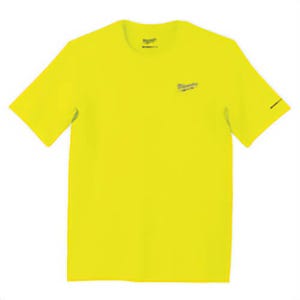 Milwaukee® WorkSkin™ 414HV-XL Lightweight Round Neck Short Sleeve Performance T-Shirt, Men's, XL, Hi-Viz Yellow, Polyester