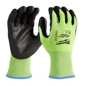 Milwaukee® 48-73-8922 High Visibility Cut-Resistant Gloves, L, Nitrile Coating, Polyurethane, Knit Cuff, Resists: Abrasion, Cut, Puncture and Tear