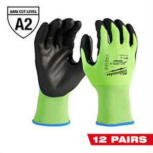 Milwaukee® 48-73-8924B High Visibility Cut-Resistant Gloves, 2XL, Nitrile Coating, Polyurethane, Knit Cuff, Resists: Abrasion, Cut, Puncture and Tear
