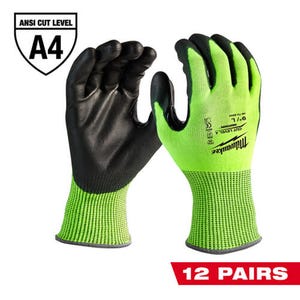 Milwaukee® 48-73-8942B High Visibility Cut-Resistant Gloves, L, Nitrile Coating, Polyurethane, Knit Cuff, Resists: Abrasion, Cut, Puncture and Tear