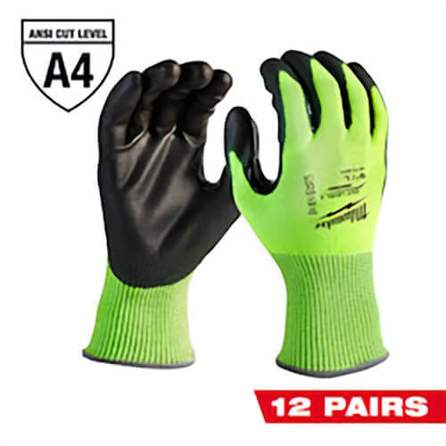Milwaukee® 48-73-8943B High Visibility Cut-Resistant Gloves, XL, Nitrile Coating, Polyurethane, Knit Cuff, Resists: Abrasion, Cut, Puncture and Tear
