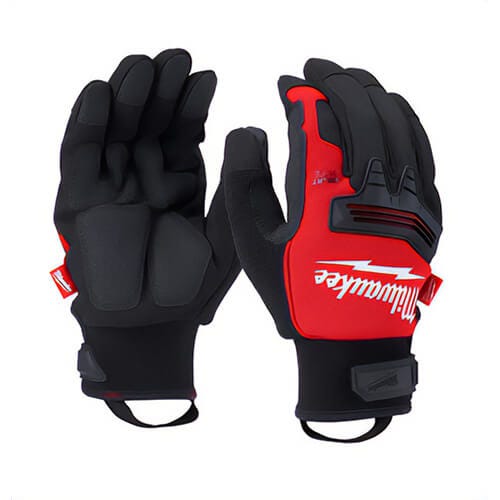 Milwaukee® 48-73-0041 Winter Demolition Work Gloves, Hook and Loop Closure, Waterproof and Windproof Layer, Black/Red, M