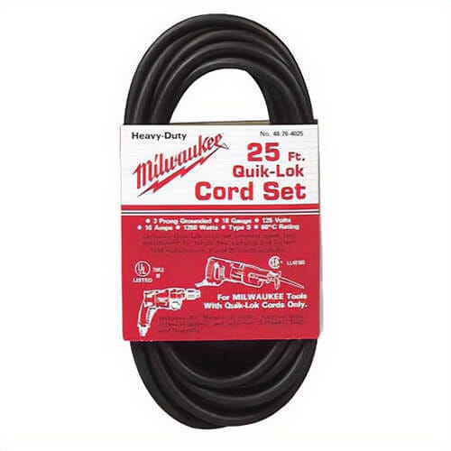 Milwaukee® 48-76-4025 Quik-Lok™ Extension Cord, 120 VAC, 10 A, 18 AWG