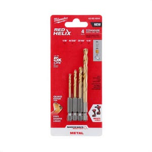 Milwaukee® 48-89-4644 ShockWave™ Red Helix™ Titanium Drill Bit Set, 4 pc