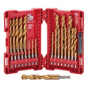 Milwaukee® Red Helix™ Shockwave™ 48-89-4861 Drill Bit Set, 2 mm Min Drill Bit, 13 mm Max Drill Bit, 135°  Drill Point Angle, 25 pc, Titanium Coated