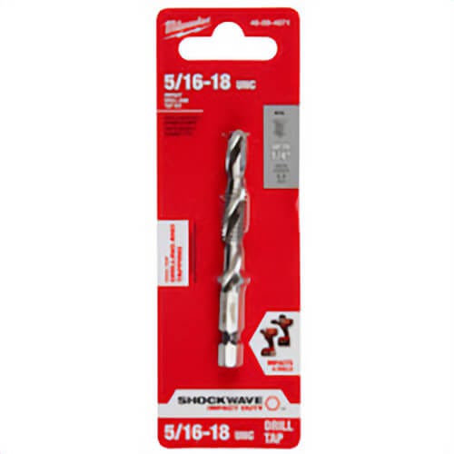 Milwaukee® Shockwave™ 48-89-4871 Impact Drill Tap, For Use with Impact Drivers and Drill Drivers, 5/16-18 UNC, 0.27 in