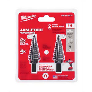 Milwaukee® 48-89-9234 Step Drill Bit Set, #4 Maximum Drill Bit, 2 pc, Black Oxide