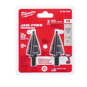 Milwaukee® 48-89-9239 Step Drill Bit Set, #9 Maximum Drill Bit, 2 pc, Black Oxide