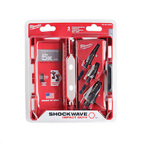 Milwaukee® 48-89-9256 Shockwave™ Mechanical Step Drill Bit Set, 1/8 in Min Drill Bit, 1 in Max Drill Bit, 3 pc
