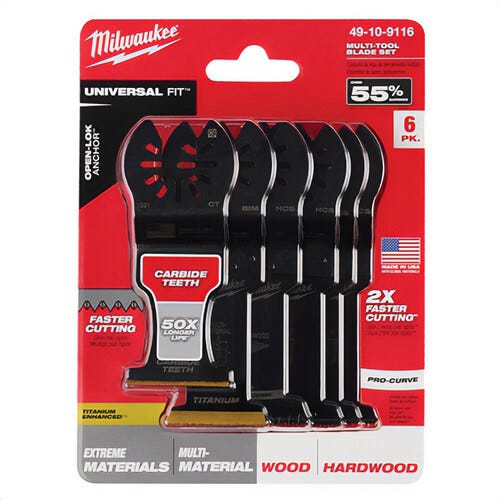 Milwaukee® 49-10-9116 Open-Lok™ Oscillating Blade Assortment, 6 pc