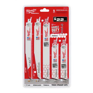 Milwaukee® 49-22-1105 Sawzall® Demolition Blade Set, 5 pc, 6.9 in W, for use with Jig Saw, Bi-Metal