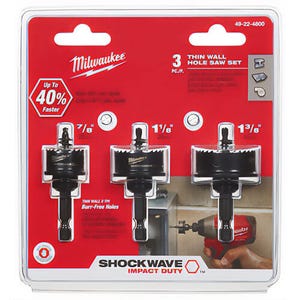 Milwaukee® 49-22-4800 ShockWave™ Thin Wall Hole Saw Set, 3 pc, Bi-Metal